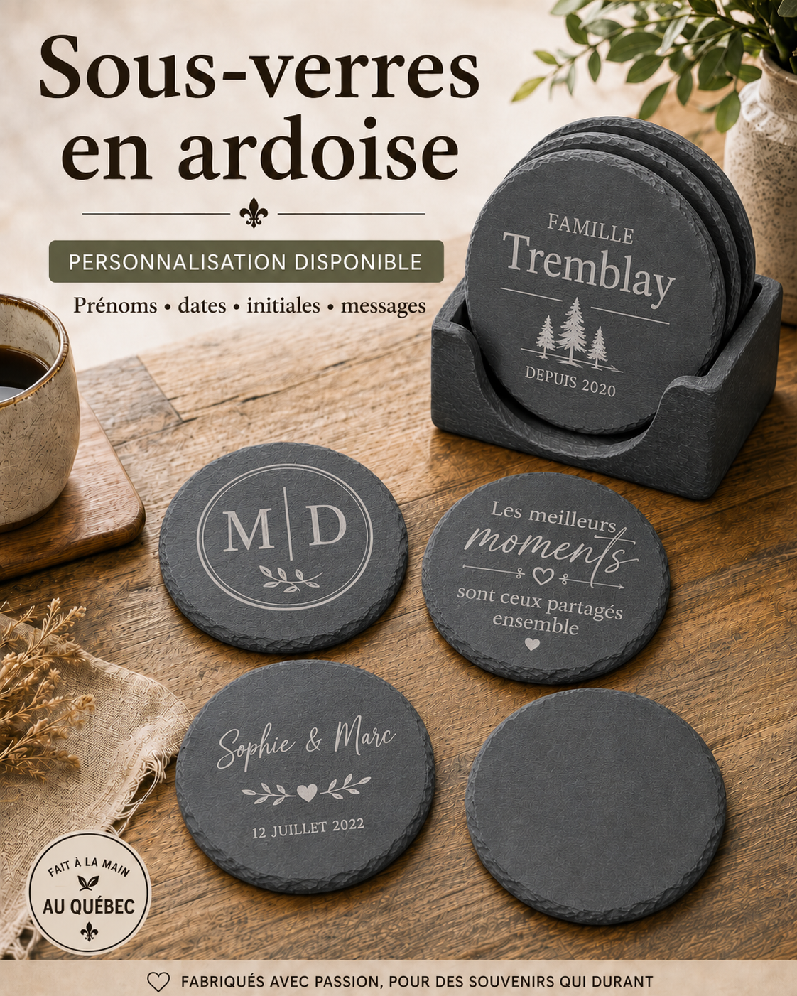 Sous-verres en ardoise